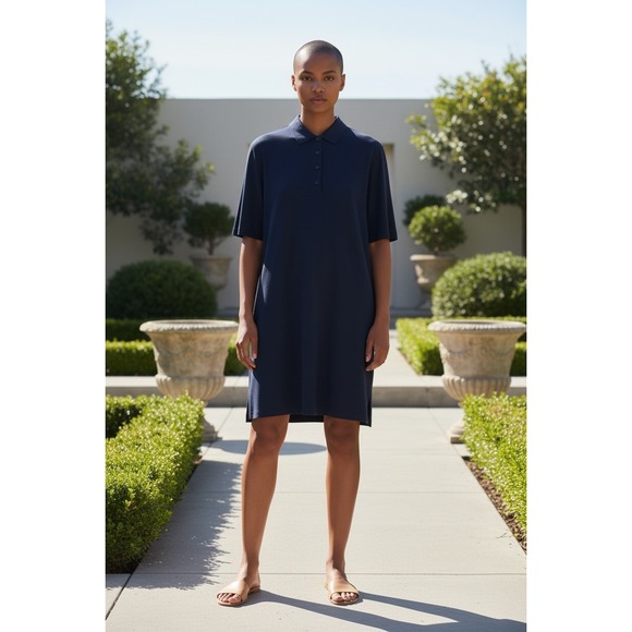 COS Dresses & Skirts - NEW COS Polo Shirt Dress Large Navy Blue S/S Jersey Minimalist NWT Luxury